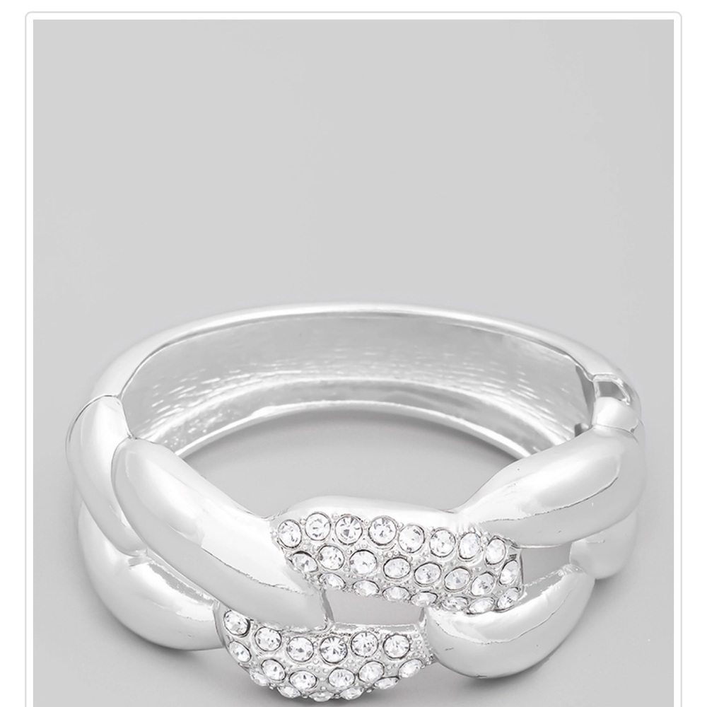 Fabulous Bulky Chain Pave Faux Stone Bangle Bracelet